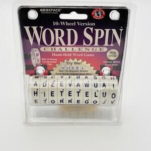 Word Spin Scramble, 1995 Hand Held Family Game By Geospace Magnetics Wheels New
